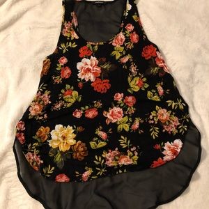 Floral black sleeveless top